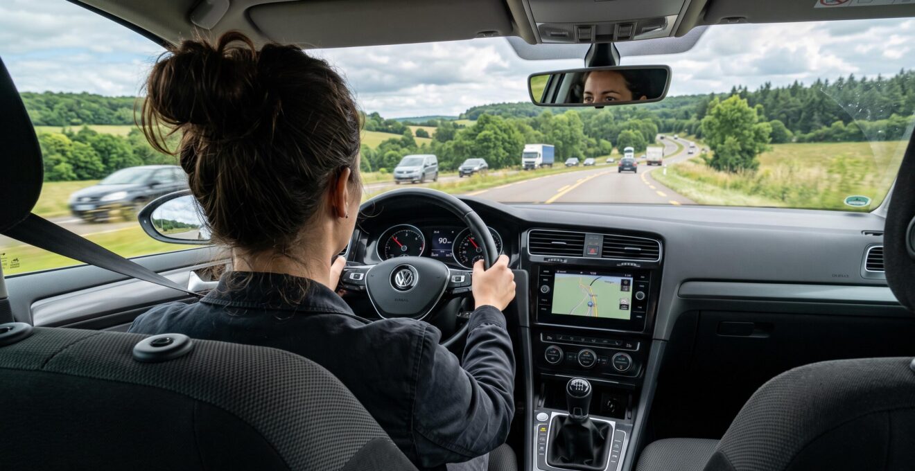 Documents de financement automobile, calculatrice et smartphone sur une table